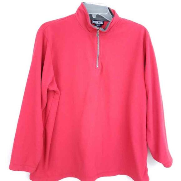 Lands' End Fleece Jacket Red Teen Boys Kids Large 14-16 Pullover Coat - Picture 1 of 6